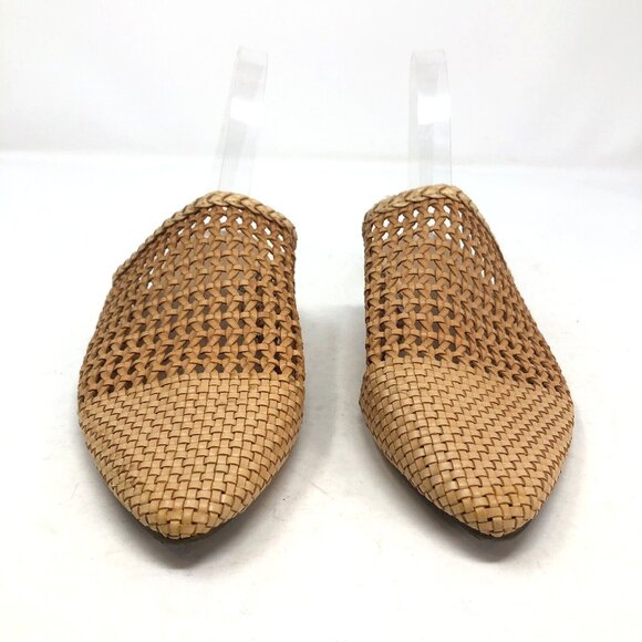 American Eagle Shoes 9 Beige Multi Tone Woven Slide Flats Pointed Toe Sandal PU - Picture 2 of 12